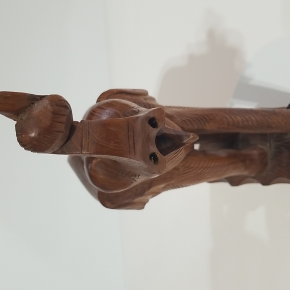 VINTAGE 14" Wooden Chunky Trunks Up Elephant on Attached Base - Picture 6 of 11